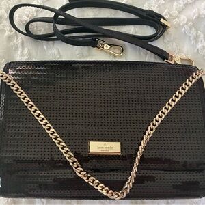 Kate Spade Black Sequin Clutch with Gold Chain